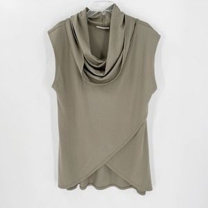 Bryn Walker Lagenlook Cowl Neck Asymmetric Top Taupe. Runs large: layered look.